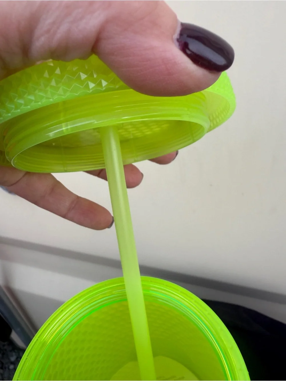 Starbucks Neon Lime Textured Reusable Tumbler with Straw New